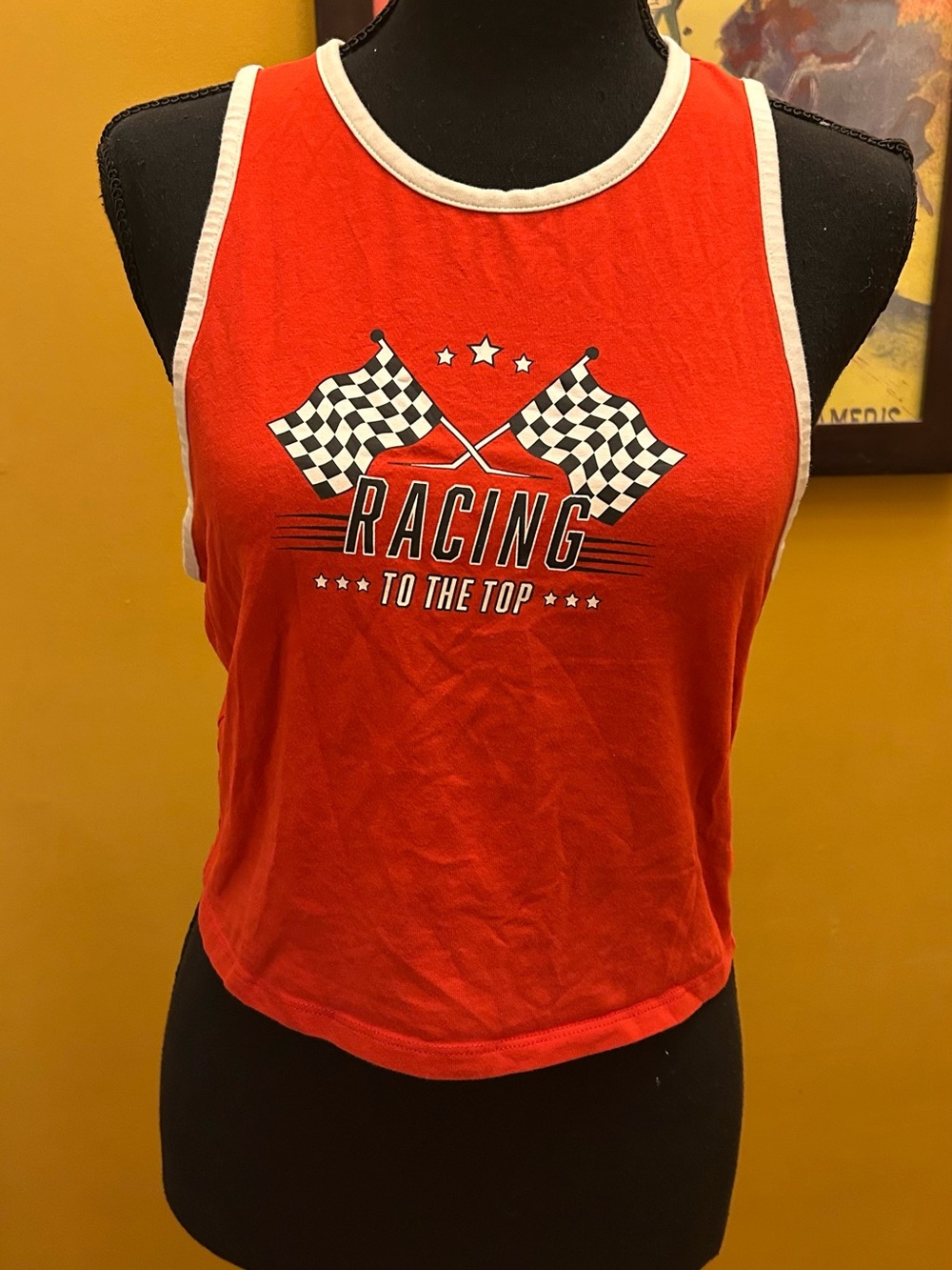 H&M Divided Women’s Crop “Race To The Top” Sleeveless Tee Size Large